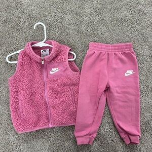 Nike Kids Pink Fleece Vest and Joggers
